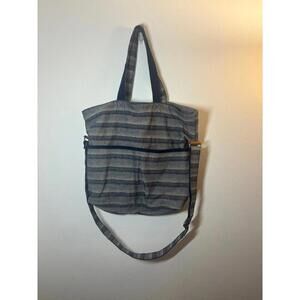 Thirty-One Striped Navy Blue Tote Bag